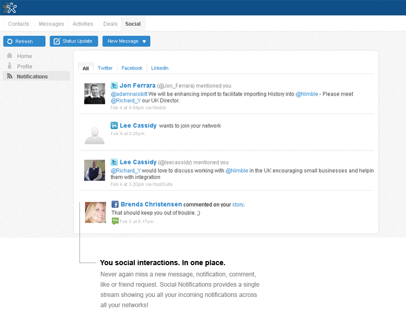 Nimble Social Notifications