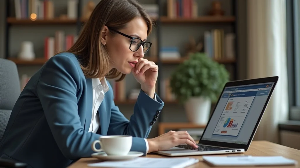 Smart auditor reviewing website local SEO and home service content for gaps on a laptop