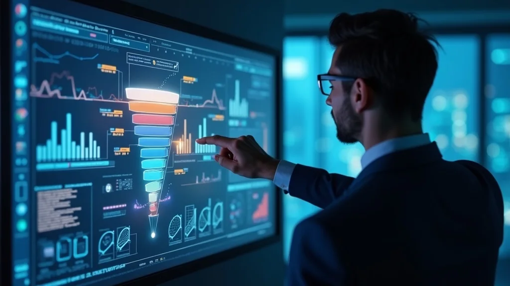 professional marketer analyzing marketing funnel on digital screen for effective content strategy