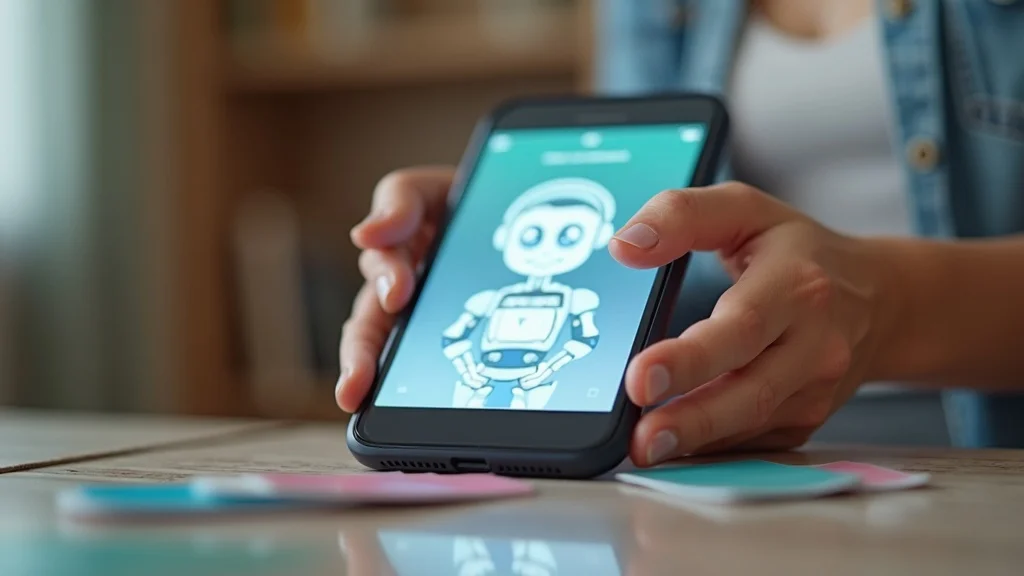 AI chatbot interface on mobile device scheduling a painting job for a homeowner, blending practical AI and content marketing for painting businesses, warm home scene with paint swatches.