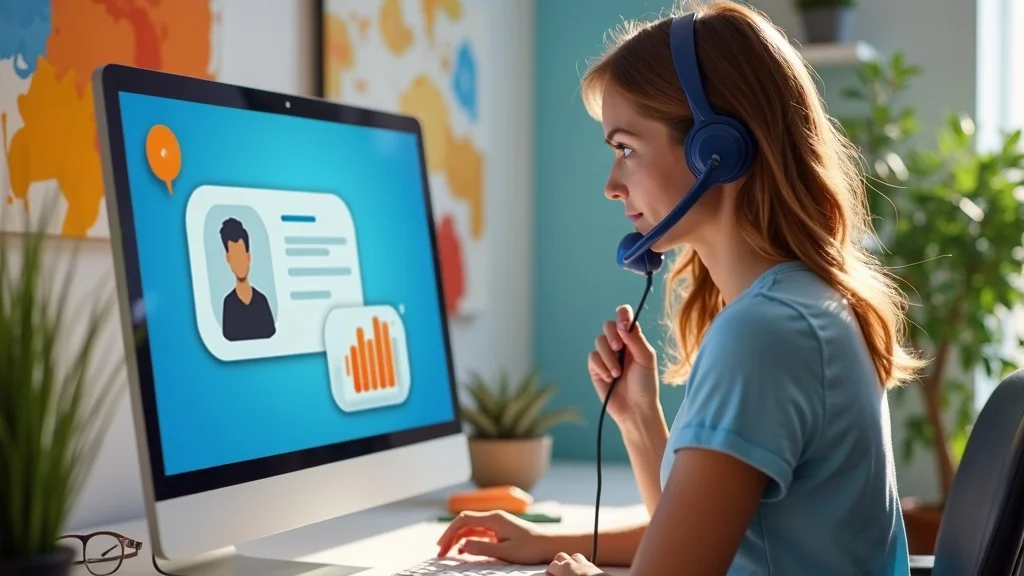 Receptionist responding instantly to live chat for painting company lead