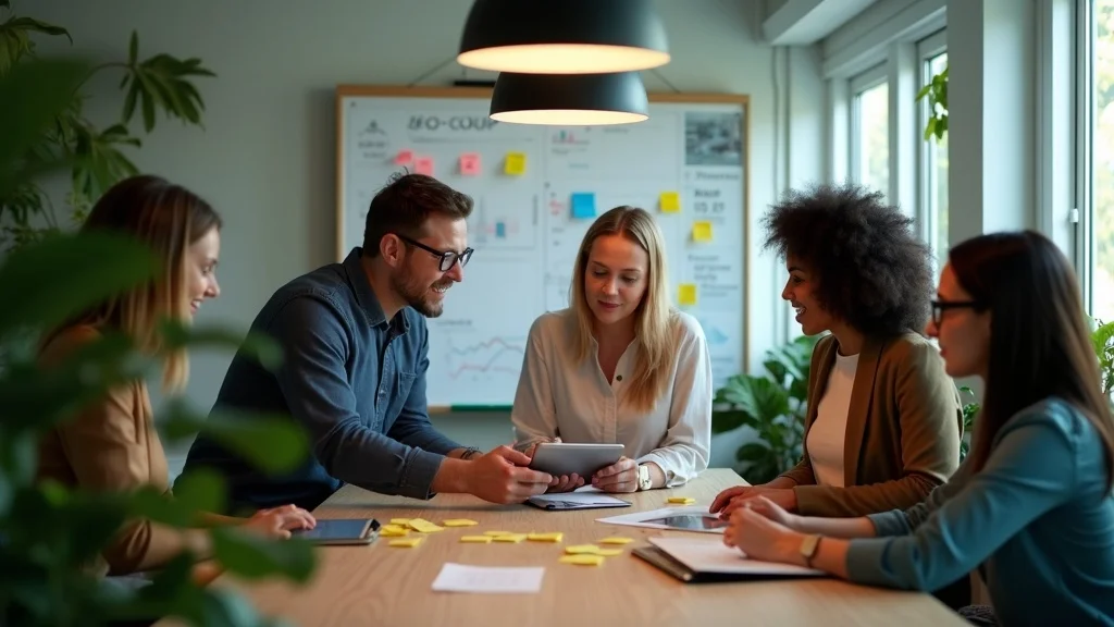 Modern workspace with team building SEO for cleaning companies playbook with digital tools