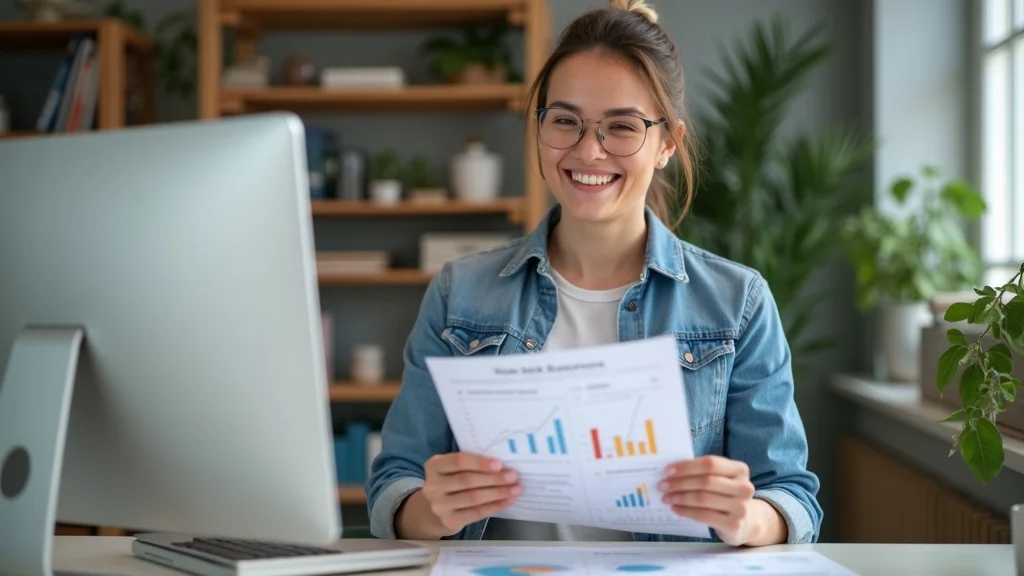 Confident cleaning business owner reviewing SEO technical audit for cleaning companies and analytics report in organized home office