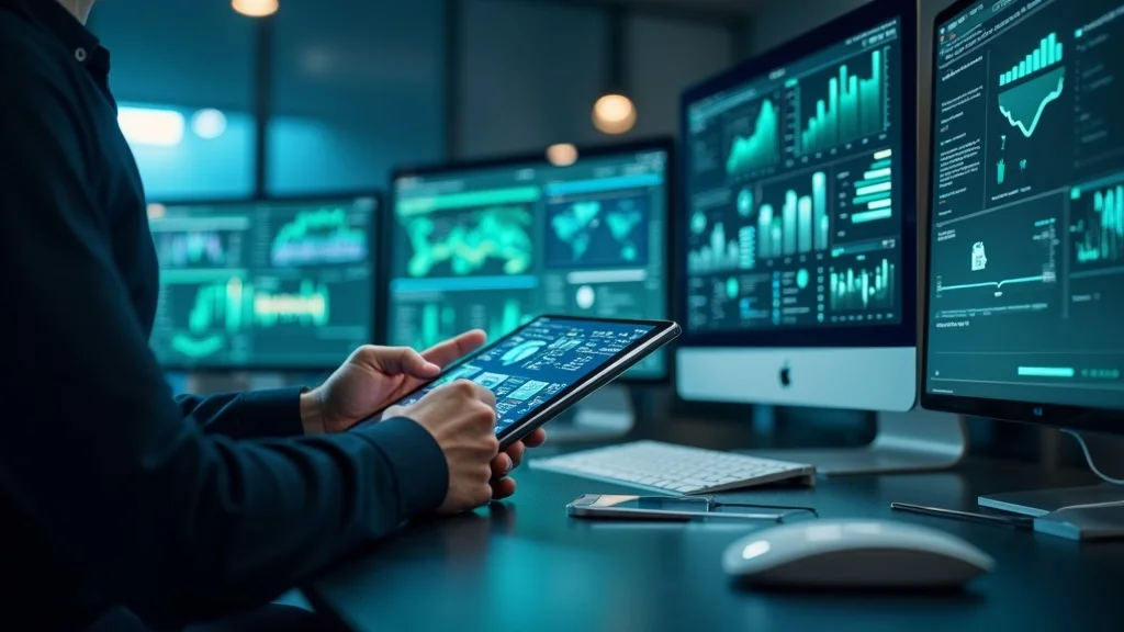 Dynamic workflow for content marketing for painting businesses using CRM, email, social media, and project tracking in a modern office, sharp focus, lively action, branded color scheme.