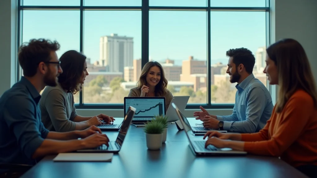 Albuquerque business and digital strategy team using storybrand marketing solutions around a conference table