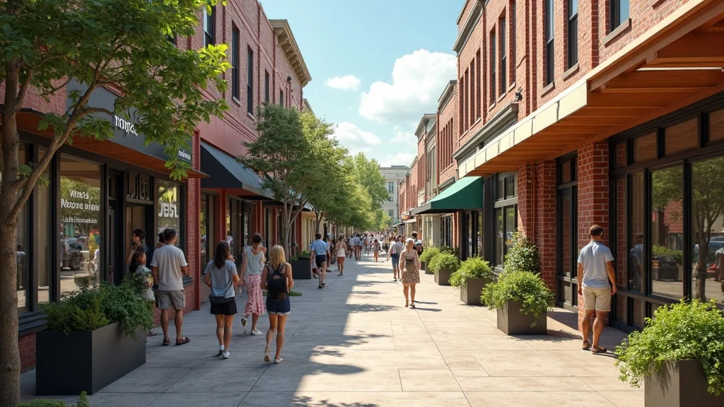 Modern business storefronts in St Charles neighborhood, used for location-based content marketing services