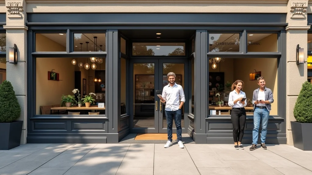 Clean modern St. Louis business storefronts with staff using technology, representing the importance of SEO technical audit St. Louis for local businesses.
