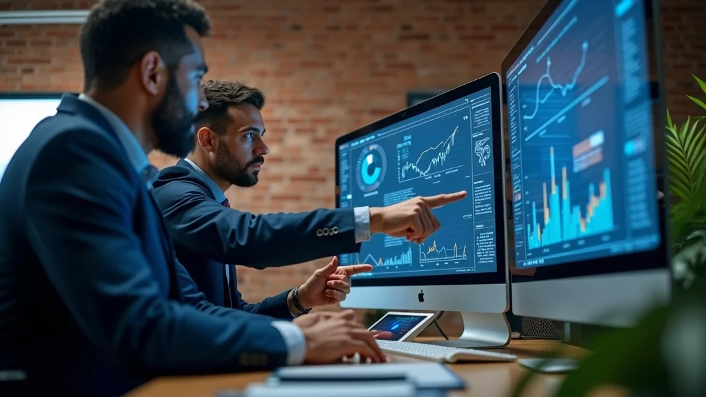 St. Louis web design team collaborating on SEO technical audit charts in a modern office, demonstrating the systematic process of an SEO audit for local businesses.