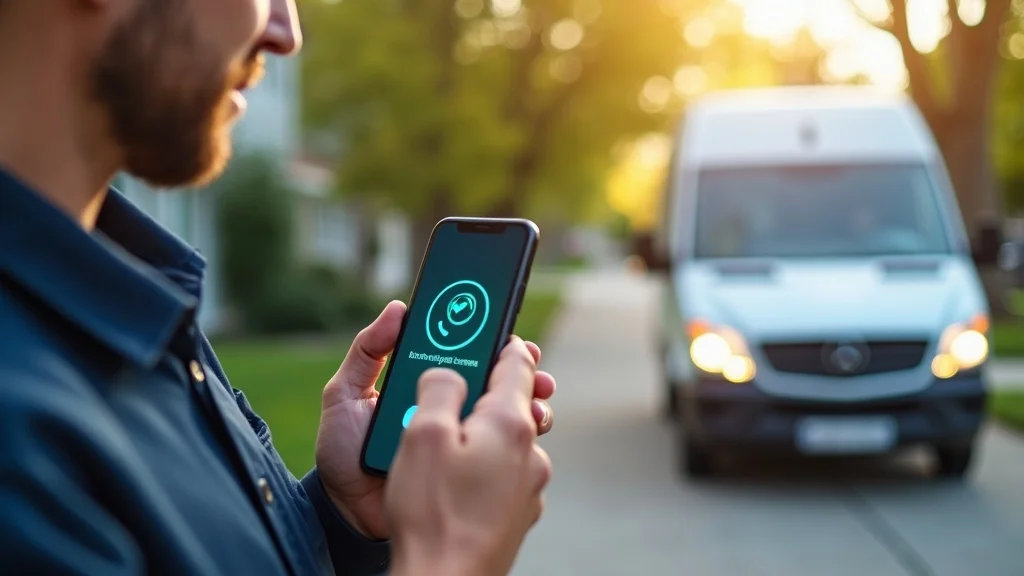 Service technician using AI voice response system in the field