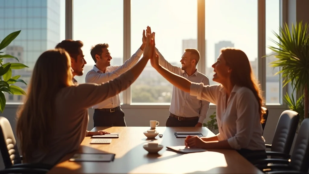 Successful Albuquerque business team celebrating after customer reactivation campaign results