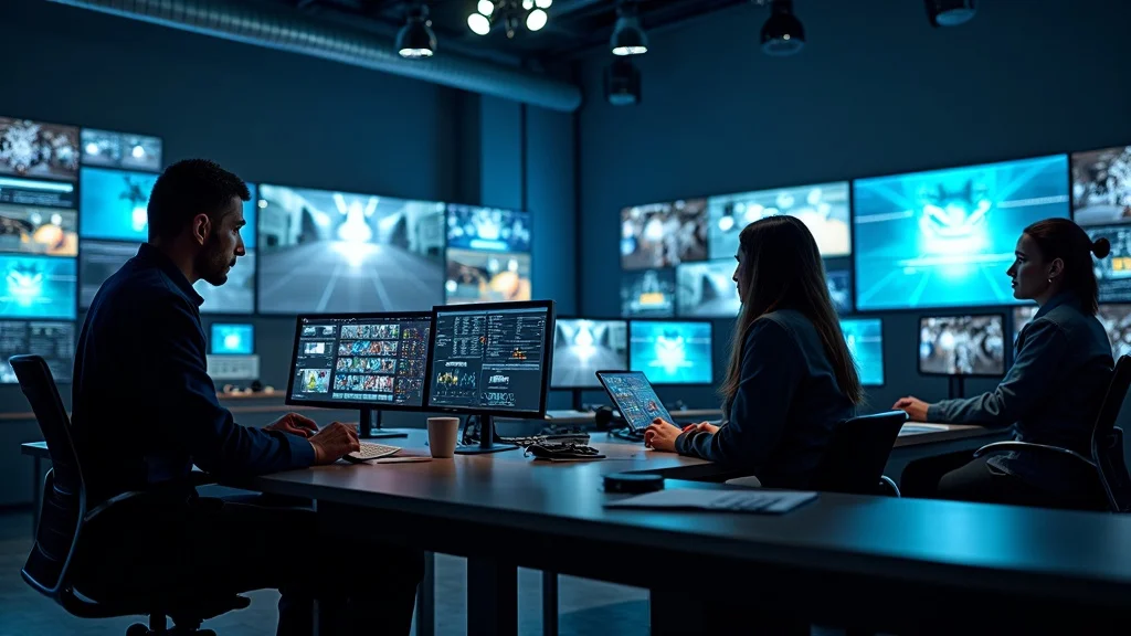 Short-Form Video Marketing St. Louis - Video production control room and editing team in a modern St. Louis studio