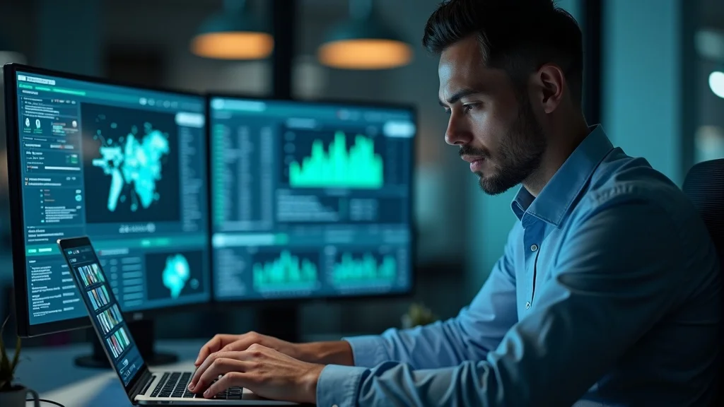 Consultant analyzing business marketing data with advanced AI tools to showcase the difference a true marketing strategy consultant with AI competency can make