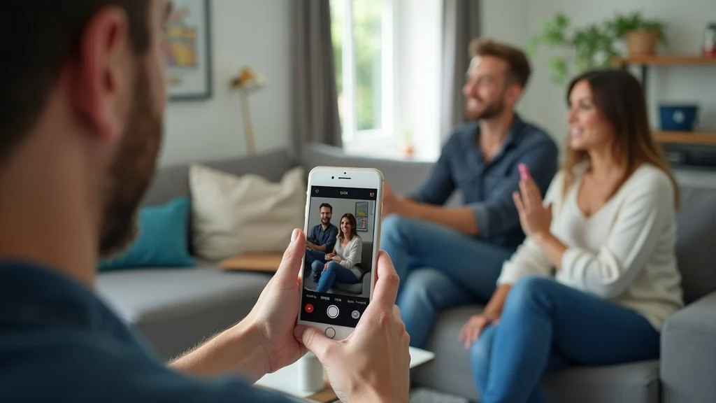 Local service business team recording short-form video marketing strategies in a modern home, demonstrating video content capture in action