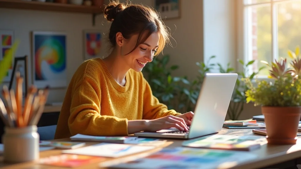 Friendly painter using email marketing to reconnect with previous painting business customers