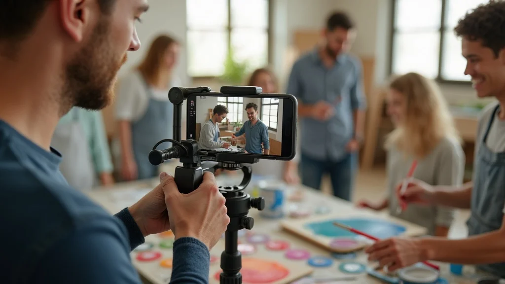 Painters filming short-form video content for social media marketing