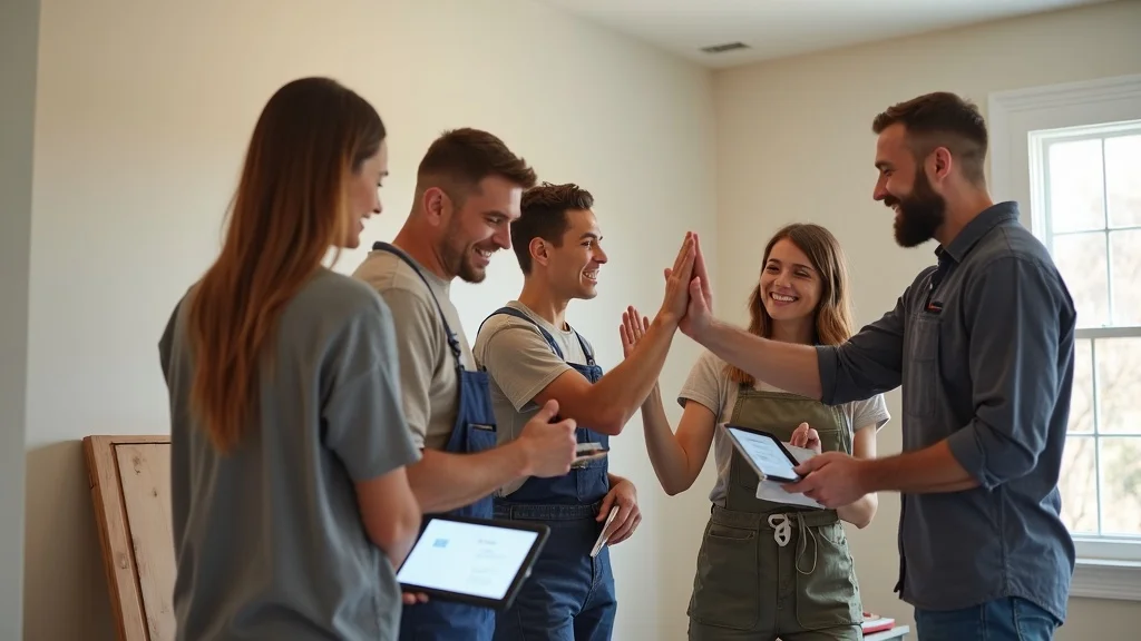 St. Louis painter/remodeler team celebrating new bookings, signifying the success of AI Voice Response Systems for home service businesses.