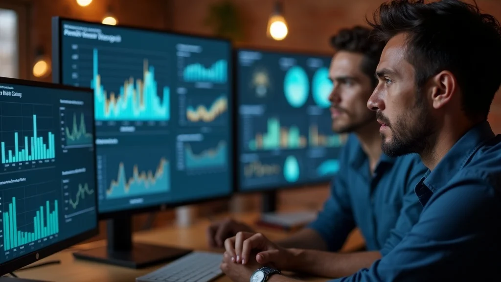 Business team analyzing short-form video marketing analytics and performance data in Albuquerque office