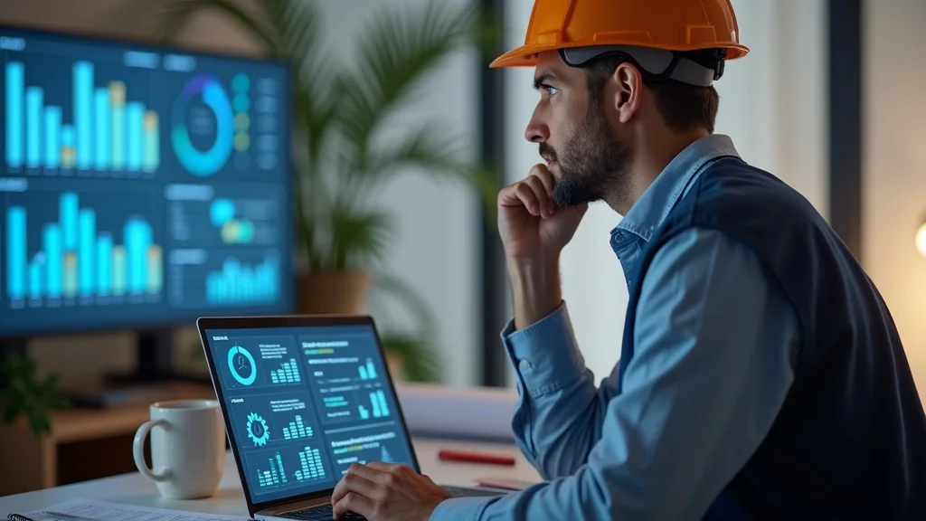 Contractor reviewing video analytics and digital marketing content for video marketing and short-form video strategy