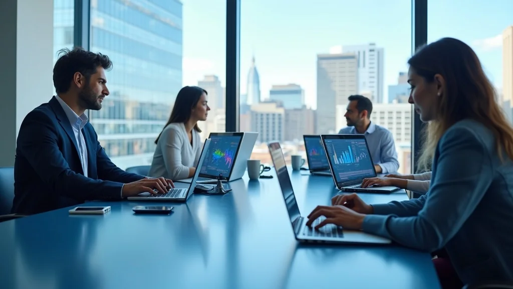 Professional St. Louis business team reviewing customer reactivation campaign data in a modern conference room with city views, digital marketing charts displayed. Customer Reactivation Campaigns St. Louis