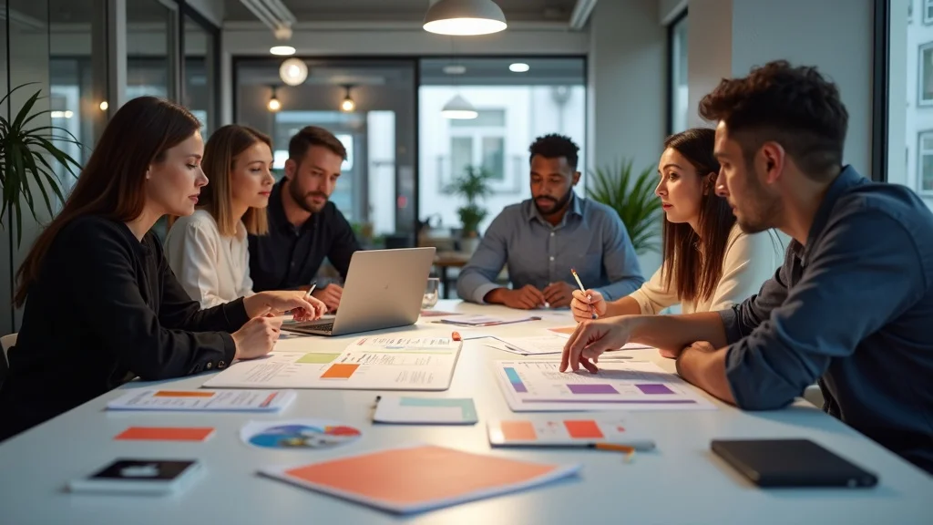 Organized marketing team planning and creating short-form video content for painters