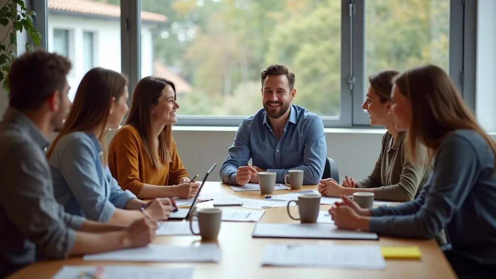 Engaged contractor team reviewing dormant customer data for reactivation campaigns