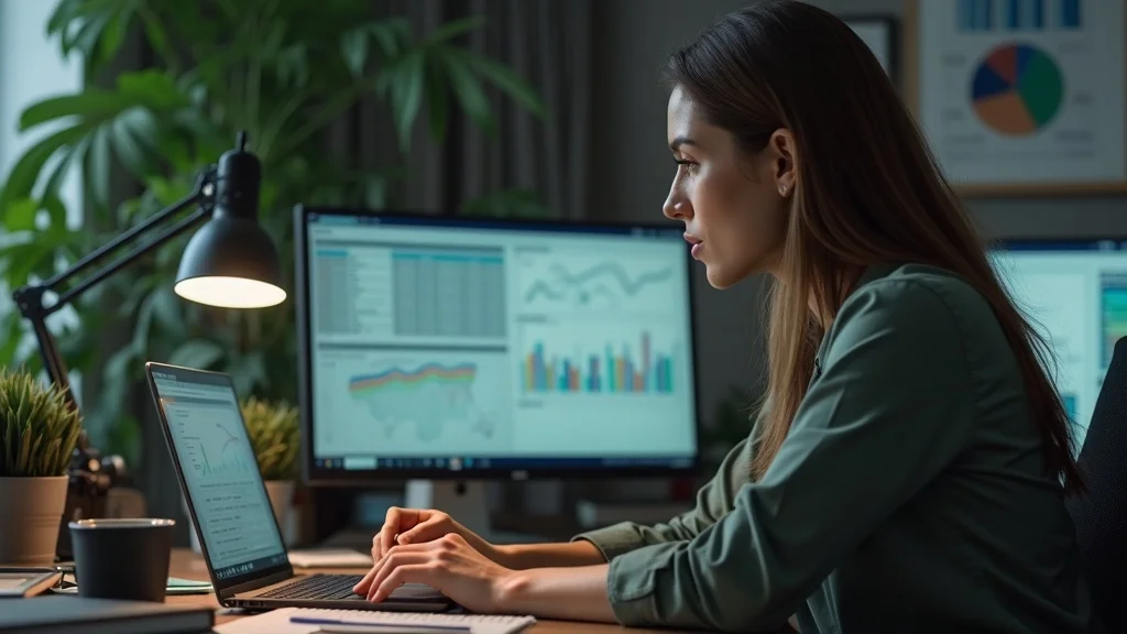 Modern data analysis for customer reactivation campaigns strategies, professional reviewing segmented customer data, photorealistic home office, laptop with charts and spreadsheets