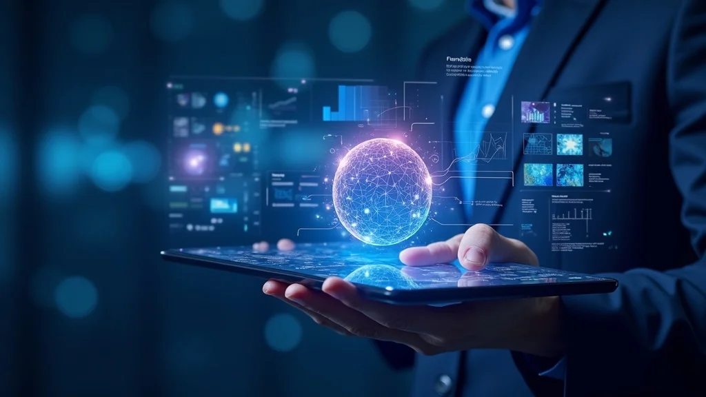 Abstract representation of AI evaluating digital content for content marketing strategies in AI search