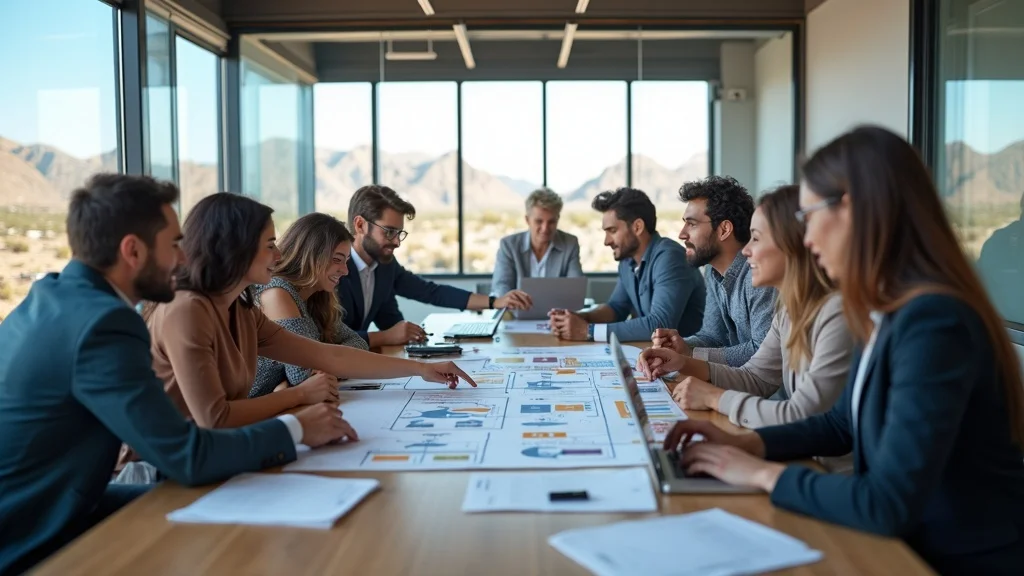 Albuquerque marketing team collaborating; discussing a digital marketing blueprint. Omnichannel growth engine for content marketing in Albuquerque