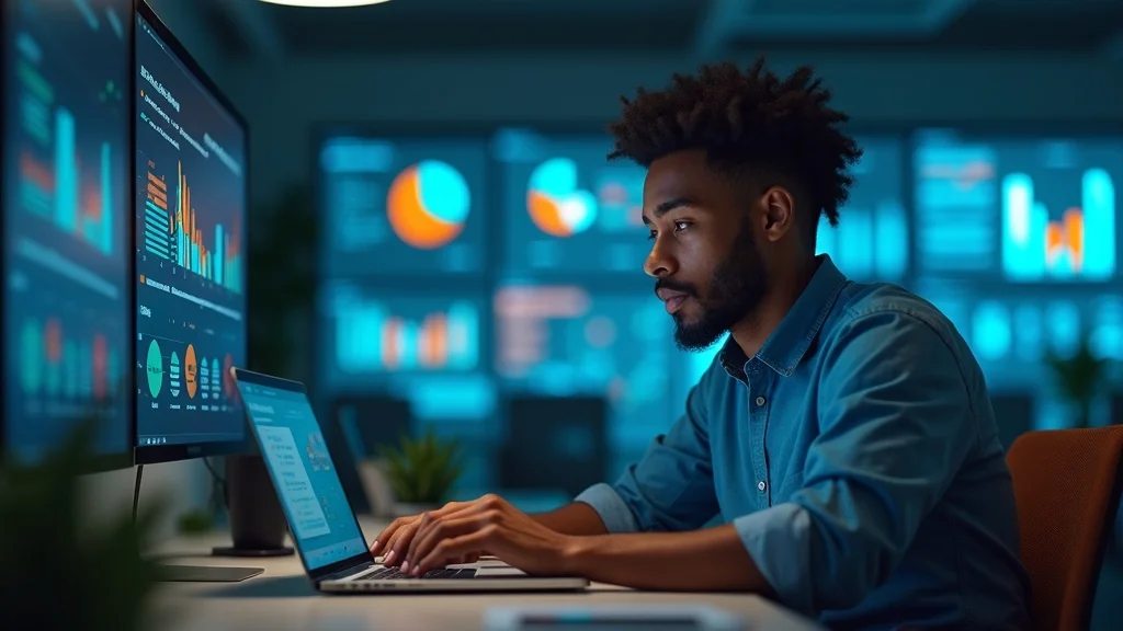 content marketing digital marketer analyzing statistics in modern office