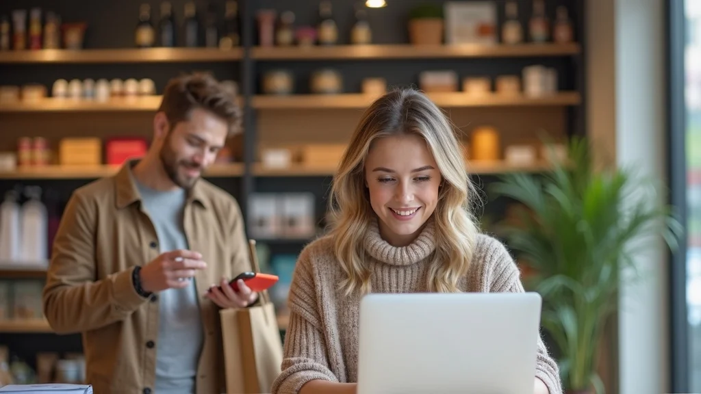 happy customers interacting with a local service business brand across devices, proof of successful omnichannel content marketing