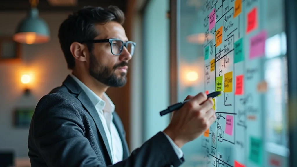 content marketing strategist mapping audience personas on glass board