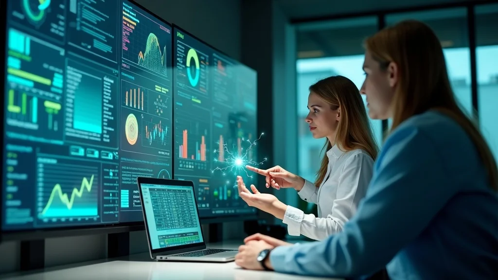 human-driven ai marketing team including fractional CMO interacting with AI-driven analytics in tech-forward workspace