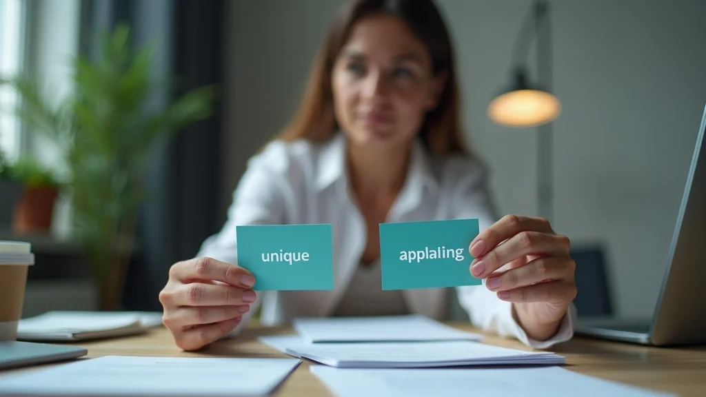 Business owner comparing unique and appealing strategic offer cards for small business