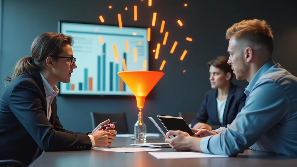 Automated lead capture prevents business owner from losing marketing budget to leaking funnel visual, charts in meeting room