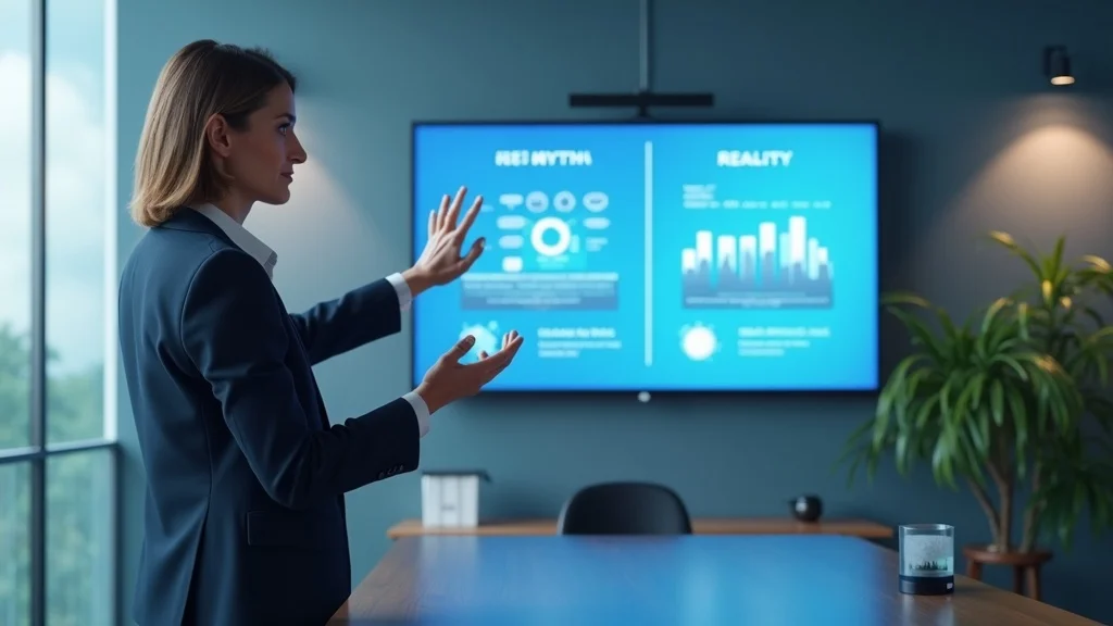 fractional cmo services expert debunking common marketing myths in a consulting session with digital infographics and professional clarity