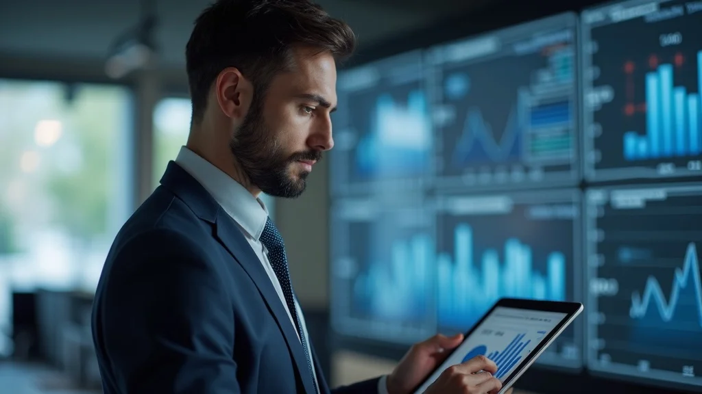 Business leader analyzes marketing analytics for AI-driven and human-powered lead generation