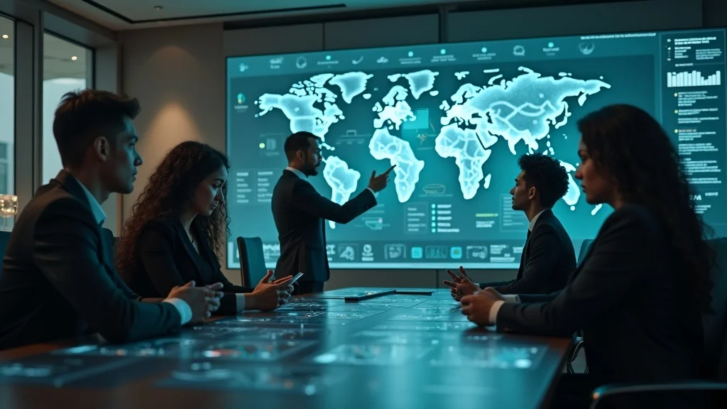 Professional team strategizing with human-guided AI assistant for lead generation success