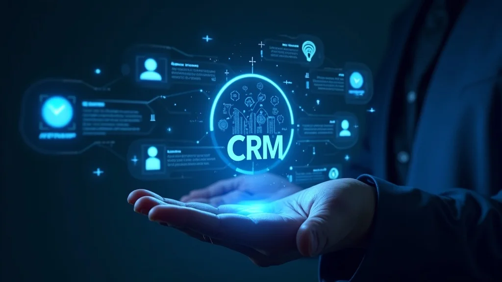 AI and CRM integration visual for marketing funnel optimization showing AI blending into CRM dashboard