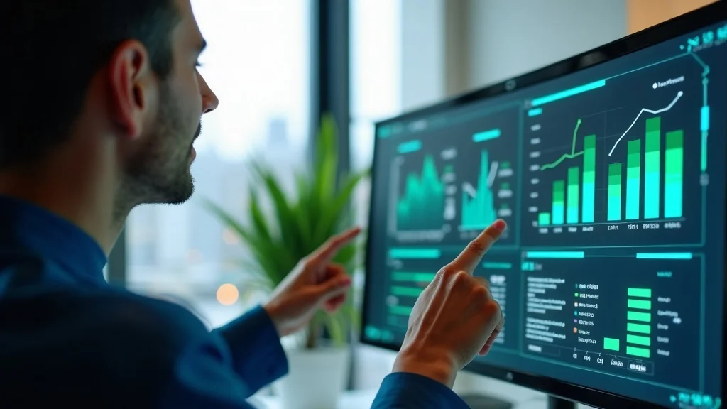 business analyst reviewing marketing funnel performance dashboard for optimizing revenue growth
