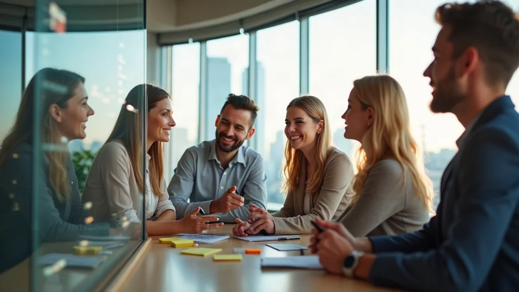 Small business team brainstorming strategies for future human-driven AI marketing growth